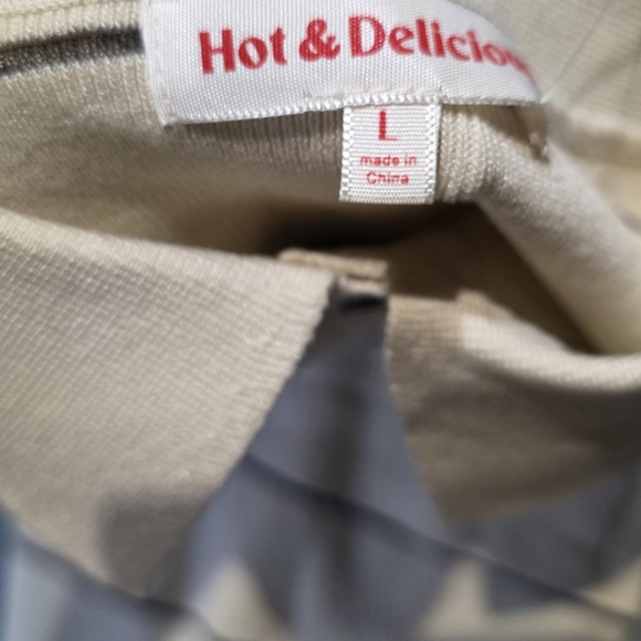 NWT Hot & Delicious Striped Cream Long Sleeve Collared Dress Large PTP 22 - Picture 3 of 10